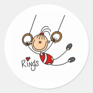 Stick figure girl on Rings Stickers