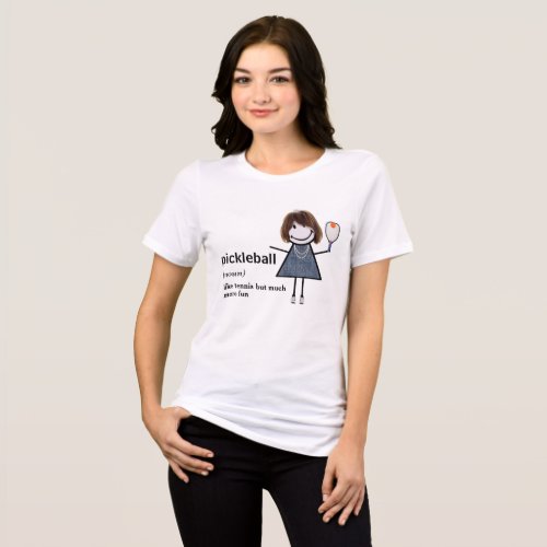 Stick Figure Girl Pickleball and Paddle Tri_Blend Shirt