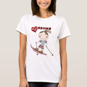 Stick Figure Girl Skier Tshirts and Gifts