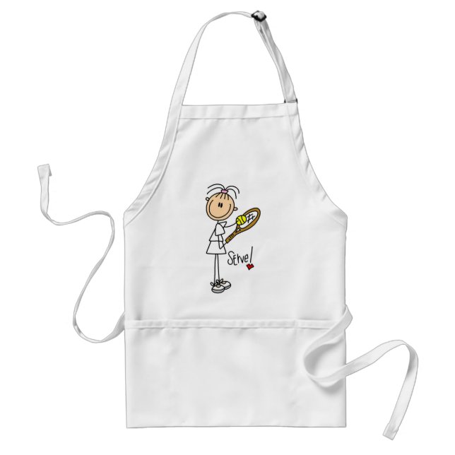 Stick Figure Girl Tennis Serve Apron (Front)