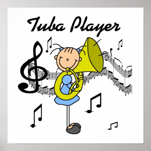 Stick Figure Girl Tuba Player T_shirts and GIfts Poster