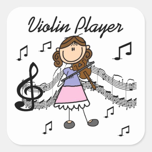 Stick Figure Girl Violin Player Sticker