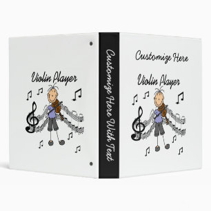 Stick Figure Girl Violin Player T-shirts and Gifts 3 Ring Binder