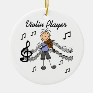 Stick Figure Girl Violin Player T-shirts and Gifts Ceramic Ornament