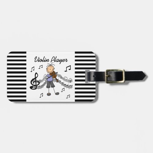 Stick Figure Girl Violin Player T_shirts and Gifts Luggage Tag