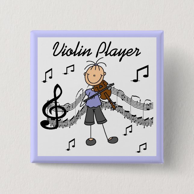 Stick Figure Girl Violin Player T-shirts and Gifts Pinback Button (Front)