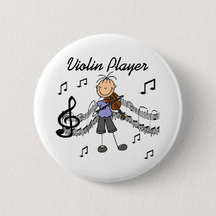 Stick Figure Girl Violin Player T-shirts and Gifts Pinback Button