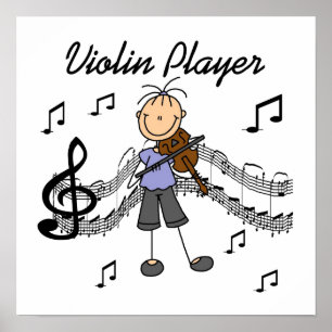 Stick Figure Girl Violin Player T-shirts and Gifts Poster