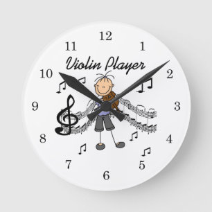 Stick Figure Girl Violin Player T-shirts and Gifts Round Clock