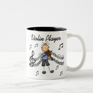 Stick Figure Girl Violin Player T-shirts and Gifts Two-Tone Coffee Mug