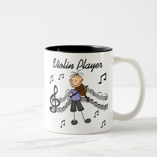 Stick Figure Girl Violin Player T_shirts and Gifts Two_Tone Coffee Mug