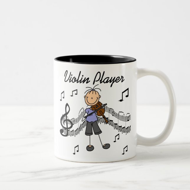 Stick Figure Girl Violin Player T-shirts and Gifts Two-Tone Coffee Mug (Right)