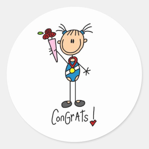 Stick Figure Girl Winning Medal Stickers