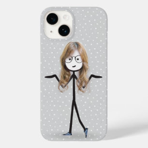 Stick Figure Girl With Blond Hair Case-Mate iPhone 14 Case