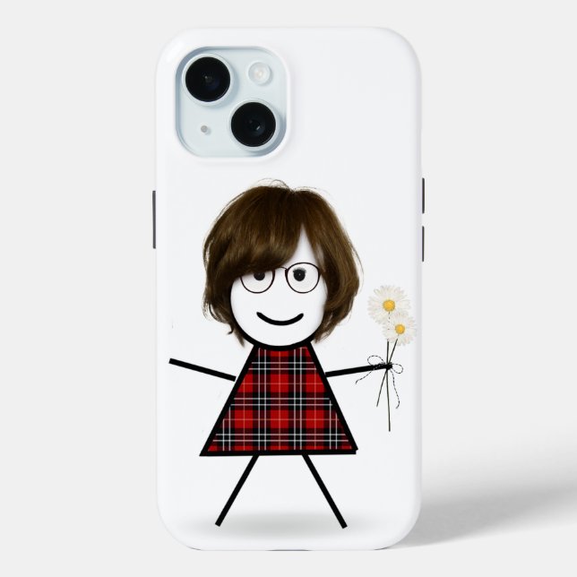 Stick Figure Girl with Daisies   Case-Mate iPhone Case (Back)