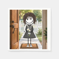 Stick Figure Girl with Daisy Bouquet