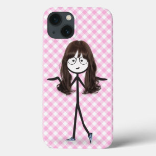 Stick Figure Girl With Dark Hair iPhone 13 Case