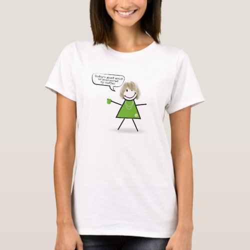 Stick Figure Girl With Green Coffee Mug  T_Shirt