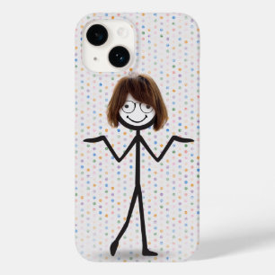 Stick Figure Girl With Hair and Glasses Case-Mate iPhone 14 Case