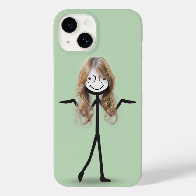 Stick Figure Girl With Hair and Glasses Case-Mate iPhone Case (Back)