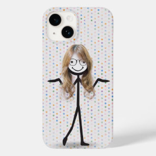 Stick Figure Girl With Hair and Glasses Case-Mate iPhone 14 Case