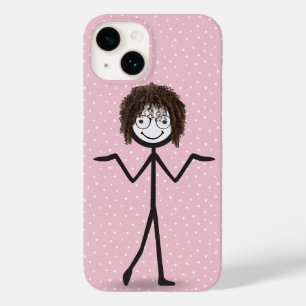 Stick Figure Girl With Hair and Glasses Case-Mate iPhone 14 Case