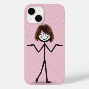 Stick Figure Girl With Hair and Glasses Case-Mate iPhone 14 Case