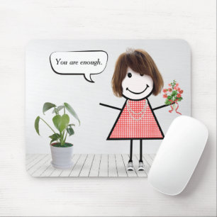 Stick Figure Girl With Inspiration Quote Mouse Pad