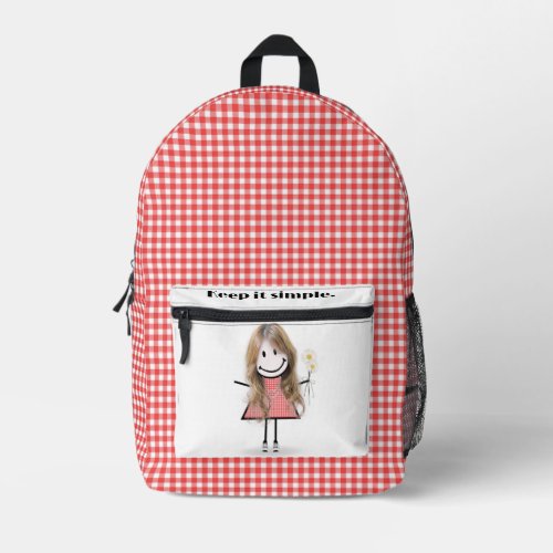 Stick Figure Girl With Inspiring Quote Printed Backpack