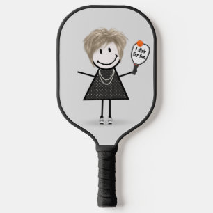 Stick Figure Girl with Pickleball Paddle