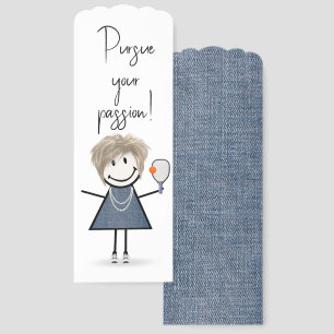 Stick Figure Girl with Pickleball Paddle Bookmarks