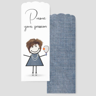 Stick Figure Girl with Pickleball Paddle Bookmarks