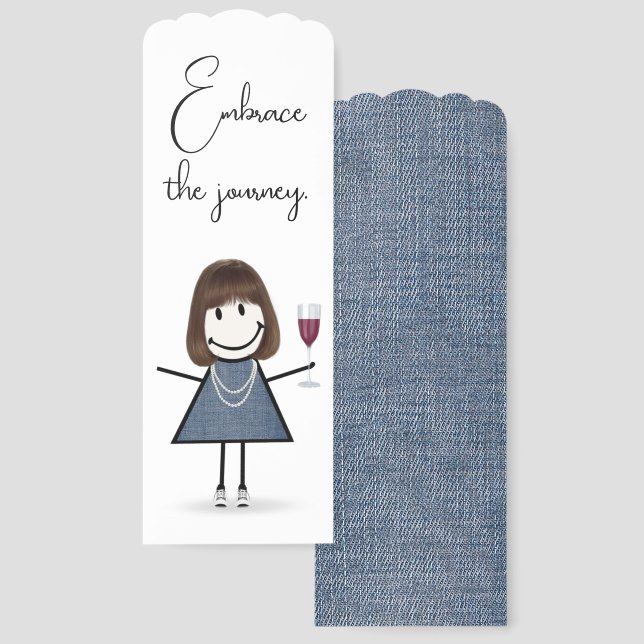Stick Figure Girl With Red Wine Bookmarks (Front & Back)