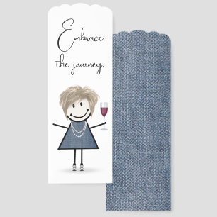 Stick Figure Girl With Red Wine Bookmarks