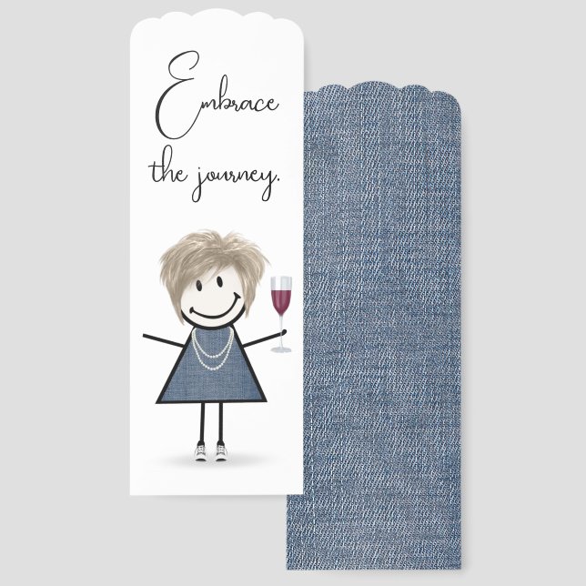 Stick Figure Girl With Red Wine Bookmarks (Front & Back)