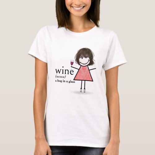 Stick Figure Girl With Red Wine Glass T_Shirt