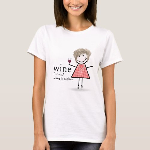 Stick Figure Girl With Red Wine Glass T_Shirt