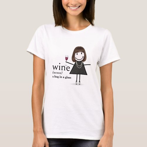 Stick Figure Girl With Red Wine Glass T_Shirt