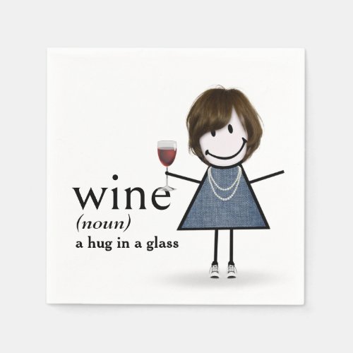 Stick Figure Girl With Red Wine Napkins