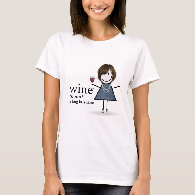 Stick Figure Girl With Red Wine T-Shirt (Front)