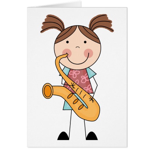 Stick Figure Girl With Saxophone (Front)