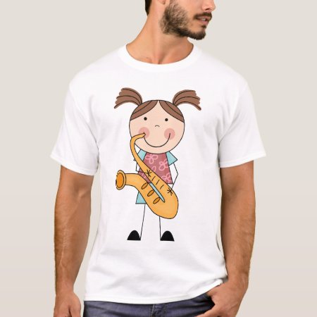 Stick Figure Girl With Saxophone T-shirt