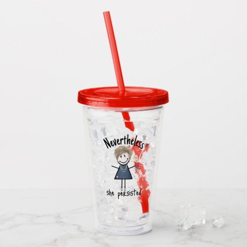 Stick Figure Girl with Sneakers and Daisies  Acrylic Tumbler
