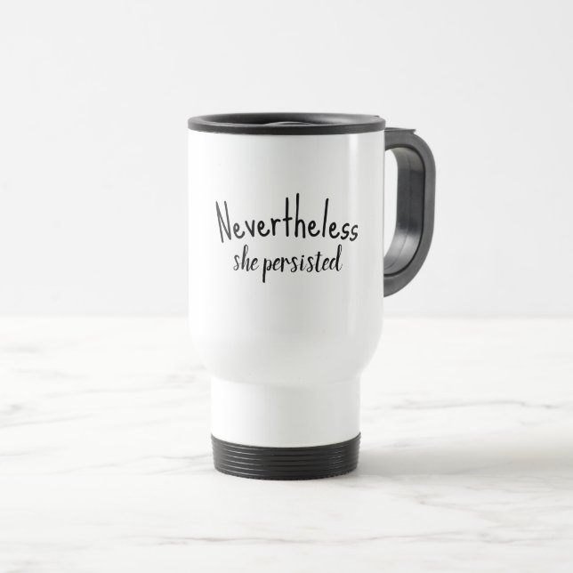 Stick Figure Girl with Sneakers and Daisies Travel Mug (Front Right)
