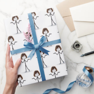 Stick Figure Girl With Sneakers Wrapping Paper
