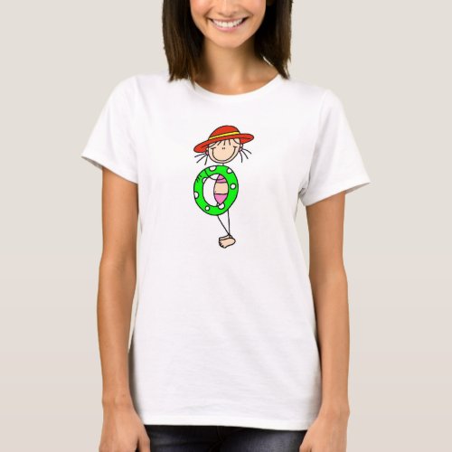 Stick FIgure Girl with  Swim Tube T_shirt