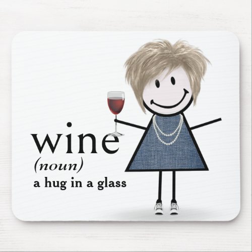 Stick Figure Girl With Wine Glass Mouse Pad