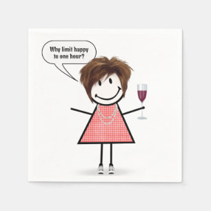 Stick Figure Girl With Wine Glass Napkins