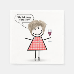 Stick Figure Girl With Wine Glass Napkins