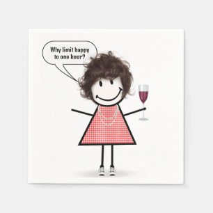 Stick Figure Girl With Wine Glass Napkins